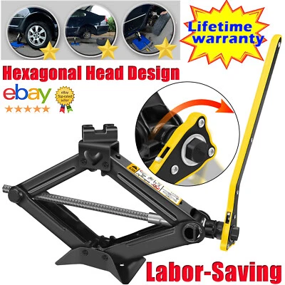 2 Ton Portable Scissor Jack Car Van Vehicles Stand Tire Wheel Lug Wrench Tool - Image 1 of 4