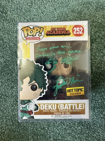 Signed My Hero Academia Funko Pop Deku Battle Exclusive By VA Justin Briner Cover
