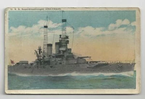  Vintage Post Card 1920s  U.S.S. SUPERDREADNOUGHT ARKANSAS VG condition,.   - Bild 1 von 2