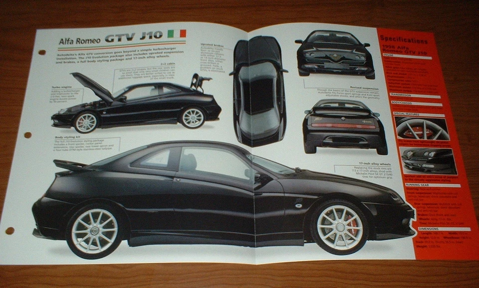 1998 ALFA ROMEO GTV J10 ORIGINAL IMP BROCHURE SPECS INFO 98 96 97★★ - Image 1 of 1