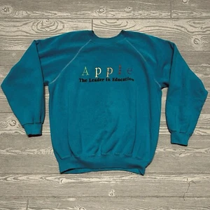90s Apple Computers Sweatshirt Rainbow Logo Mac Spellout Crewneck Hanes Tag XL - Picture 1 of 11