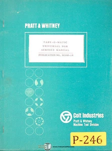 Pratt Whitney Model A, B & C Machines, Tape O Matic NOR, Service Manual 1965 - Picture 1 of 6