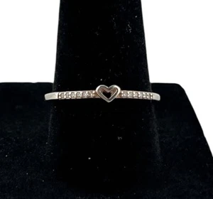 Rose Gold Minimalist Heart Ring 925 Sterling Silver With Tiny CZ Stack Size 8 - Picture 1 of 10