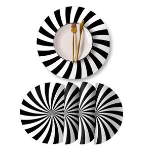 Round Leather Placemats Set of 4 PU Waterproof Non-Slip Washable Heat Resista... - Picture 1 of 6