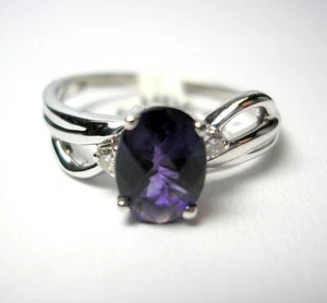 0.72 ct Checkerboard Natural Amethyst Diamond 14K White Gold Ring Was $695 Video - Picture 1 of 10