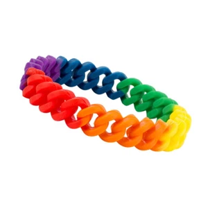 Brazalete Brazalete Brazalete Pulsera Silicona Eslabón Cadena Arco Iris Color Arco Iris - Imagen 1 de 11