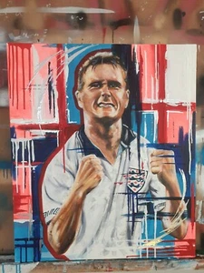GAZZA PAUL GASCOIGNE FUSSBALL-WELTMEISTERSCHAFT BILD LEINWAND KUNST ORIGINALGEMÄLDE - Bild 1 von 6
