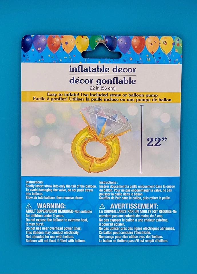 "Anillo inflable de diamantes de 22"" globo de compromiso boda despedida de soltera" Foto 1 de 1