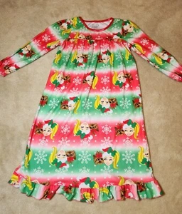 JoJo Siwa Bow Christmas Snowflakes Red Green Flannel Nightgown Small Night Dress - Picture 1 of 5