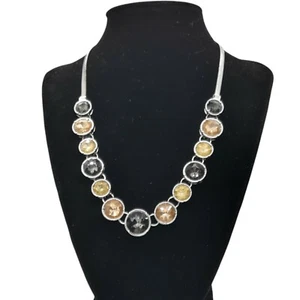 "Simply Vera" Wang runder Strass Anhänger silberfarben Statement Halskette  - Bild 1 von 9