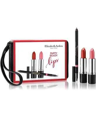 ELIZABETH ARDEN 4 Piece Party Ready Lips 2  Lipsticks/Lip Liner Set & Black Case - Image 1 of 4