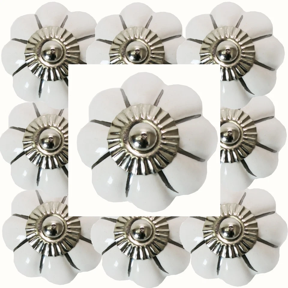 Möbelknöpfe Set-6-8-10 STK Möbelgriffe Weiß Keramik Möbelknopf Porzellan 196 - Bild 1 von 4