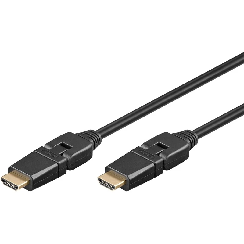 HDMI-Kabel High Speed + Ethernet horizontal und vertikal drehbare Stecker 1,0m - Bild 1 von 1
