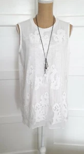 Per Una Size 14 Ivory Off White Lagenlook Layer Lacey Sleeveless Summer Top - Picture 1 of 5