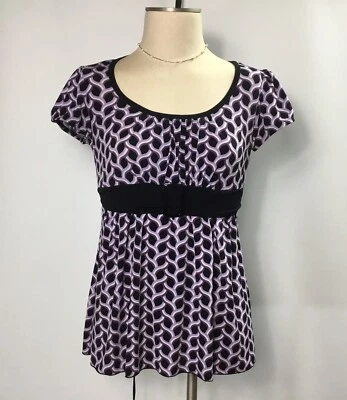 Blusa I. N. San Francisco Mujer Talla M Morado Negro Manga Gorra Ribete Negro Foto 1 de 4