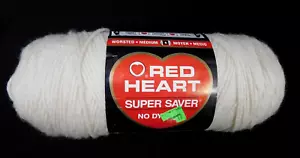 De colección ~ Hilo Acrílico Mediano Peinado Corazón Rojo Súper Ahorrador 7oz #313 Aran ~ Blanco roto - Imagen 1 de 7