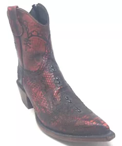 Lucchese Diva Ilaria Women's Size 8B Red Brick Stonewash Snakeskin Cowboy Boots - Picture 1 of 7