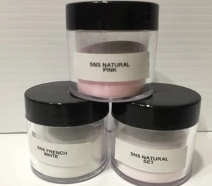 SNS Nail Dipping Powder 0.5oz Pots X 3. Pre-Bonded NEW: French White, Natural - Picture 1 of 5