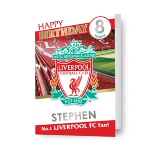 Geburtstagskarte Liverpool Fußballverein personalisieren mit Stickerpaket enthalten - Bild 1 von 8