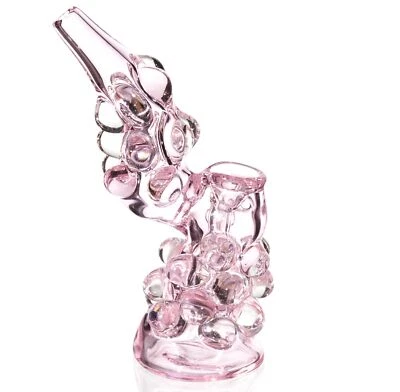 SMOKEDAY 7” Bubbler with Bubble Stocks Pink Girly Glass Water Pipe Bubbler Bong *USA*