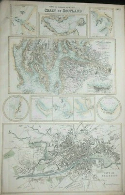 Antique Map of Scotland West Coast Ports & Harbours (c1860) Glasgow, Clyde, Ayr - Image 1 of 4