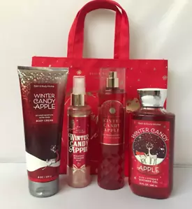 Bath & Body Works WINTER CANDY APPLE Shimmer Mist Cream Shower Gel & Bag SET - Picture 1 of 1