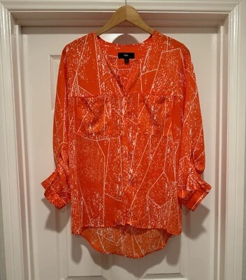 ¡Nuevo! Blusa túnica naranja MOSSIMO manga enrollable talla mediana Foto 1 de 4