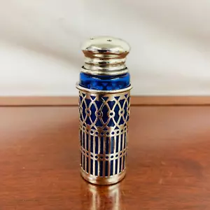 Salero vintage azul y plata coleccionable - Imagen 1 de 5