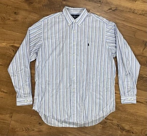 Ralph Lauren Shirt Mens Large 17, 36/37 Yarmouth Blue White Orange Vintage 80s - Picture 1 of 10