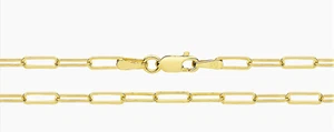 9CT GOLD PAPER CLIP CHAIN NECKLACE 16 inch UK HALLMARKED 9 CARAT YELLOW GOLD - Picture 1 of 5