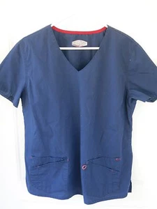 Scrubzone Red Women's L Navy Scrub Top with Pockets - Picture 1 of 3
