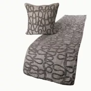 Decorative King Bed Runner Gray, Embroidery Linen Bed Scarf - Grace Forever - Picture 1 of 5