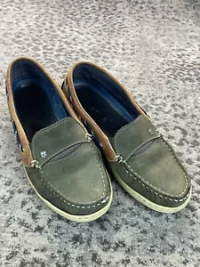 DUBARRY OF IRELAND Women's Deck Shoe Slip On Size 40 Europe 9.5 US Green Tan - Picture 1 of 20