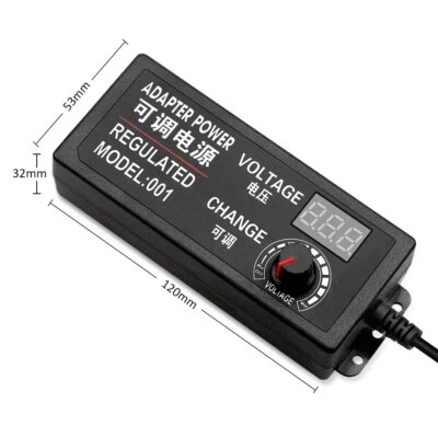 Adjustable AC to DC 3-12V 3-24V 9-24V voltage Regulated adapter EU/US Plug - Image 1 of 4