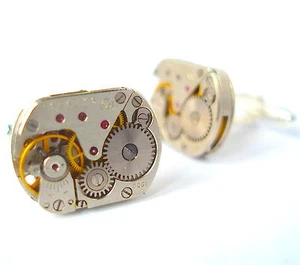 Orologio Movimento Gemelli con Rubini Matrimonio Steampunk Vintage Sposo Antico - Foto 1 di 2