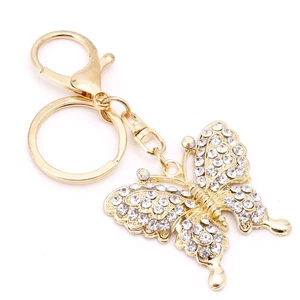 Fashion Charm Keychain for Rhinestone Metal for Butterfly Keyring Pendant Purse - Picture 1 of 8