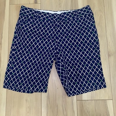 Chino para mujer Peter Millar azul blanco para caminar corto patrón de diamantes golf talla 14 Foto 1 de 4