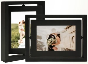 4x6 Double-Sided Rotating Floating Picture Frames (2 Pack, Black), Solid Pine... - Picture 1 of 8