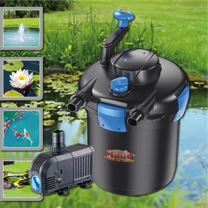 MAUK® Teichdruckfilter Set Eco 4000L | UVC 9W Klärer + Pumpe | Spin Clean System - Bild 1 von 8