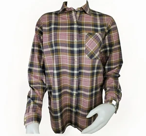 Ralph Lauren Denim & Supply Western Boyfriend Shirt M Black Tan Plaid Cotton Top - Picture 1 of 10