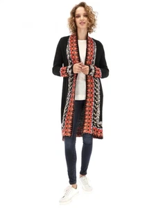 Desigual offene Strickjacke schwarz rot Neu mit Etikett Gr. S - Bild 1 von 12