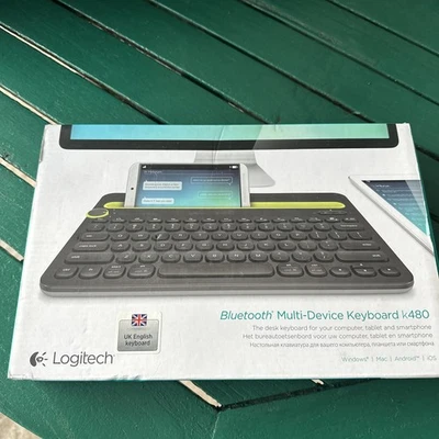 Logitech K480 Bluetooth Multi-device Keyboard UK Layout Boxed Phone Stand Black - image 1 of 4