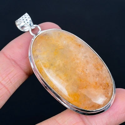 Orange Aventurine Gemstone Handmade Antique Design Pendant Jewelry Gift 2.45" - Image 1 of 3