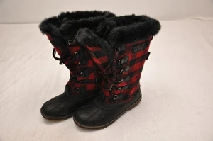 LL Bean Boots Womens Size 6 Waterproof Winter Snow Fur Lined Warm Plaid - Picture 1 of 15