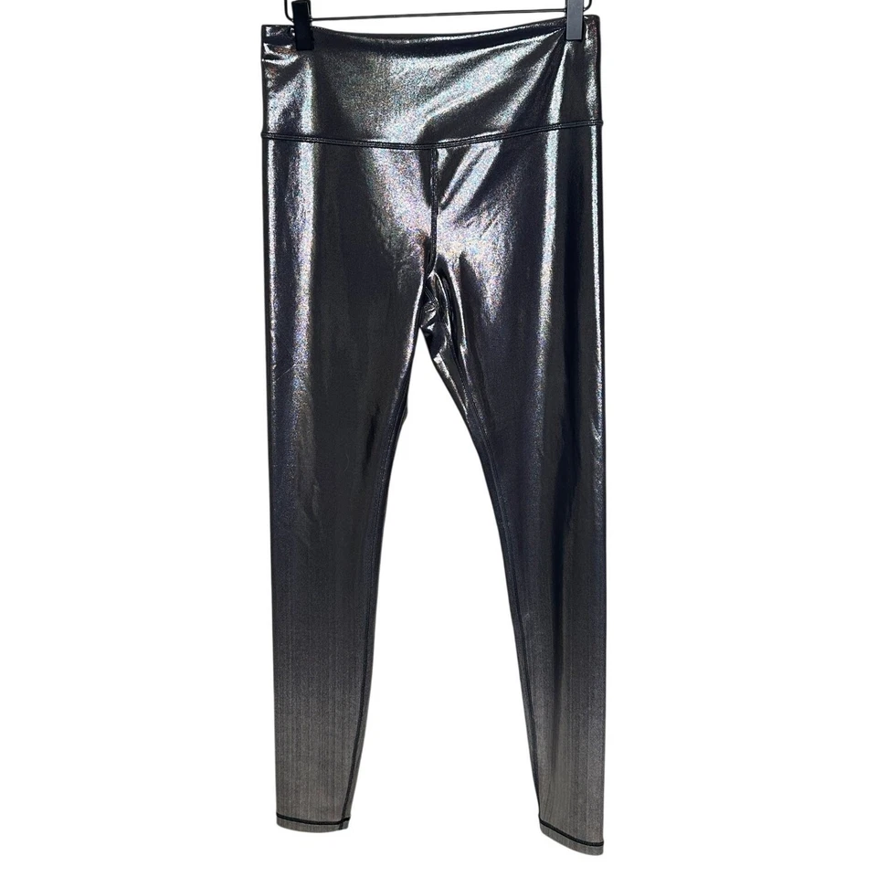 Athleta Elation Brillo Apretado Plateado Ombre Alto Brillo Gimnasio Ropa Activa M Alto Foto 1 de 4