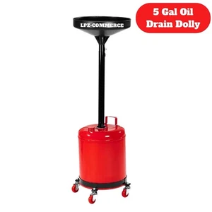 Adjustable Oil Drain Dolly 5-Gallon Steel Tank 14” Funnel w/ Swivel Casters - Bild 1 von 10