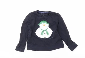 Barbour Boys Blue XS Pullover Sweatshirt with Snowman Design - Picture 1 of 12