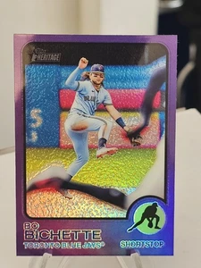 Tarjeta paralela refractor púrpura 2022 Topps Heritage Bo Bichette #262 - Imagen 1 de 2