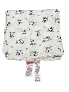 Manta Little Me Muselina Estampado Cachorro Lovey Seguridad Azul Blanco Algodón - Imagen 1 de 3