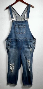 TORRID Denim Overall Vintage Stretch Light Wash Distressed Womens Size 24 - Picture 1 of 18